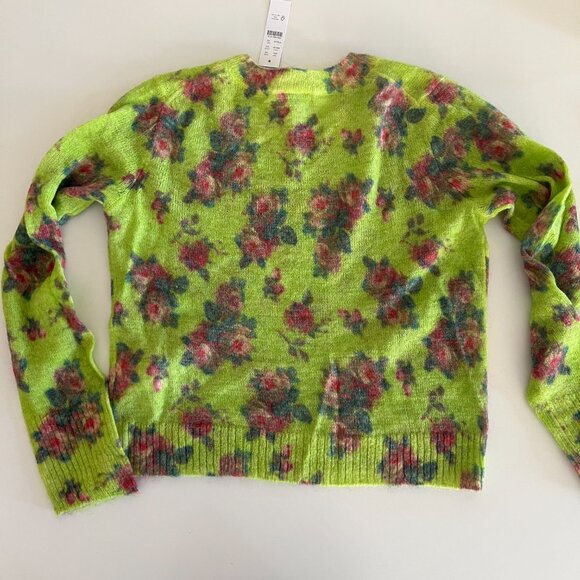 NWT J.Crew Brushed wool blend crewneck sweater / lemon rose garden - Picture 3 of 10